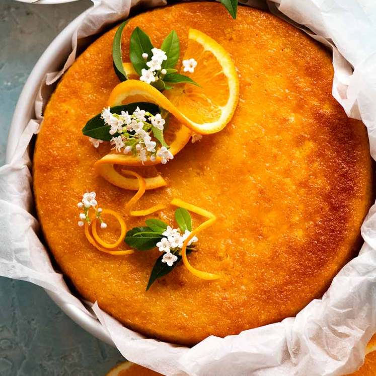 Overhead photo of Orange Cake - flourless, gluten free